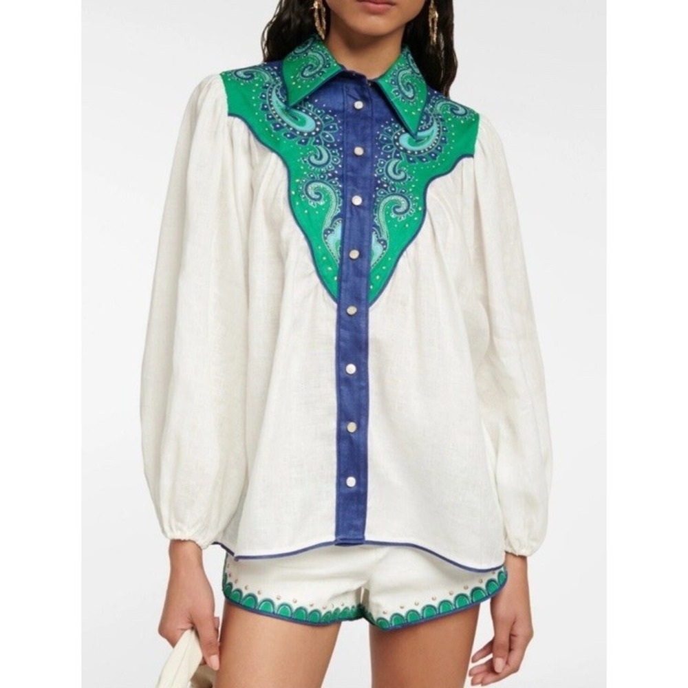 Zimmermann - Printed linen shirt Size 6( 8-b72)